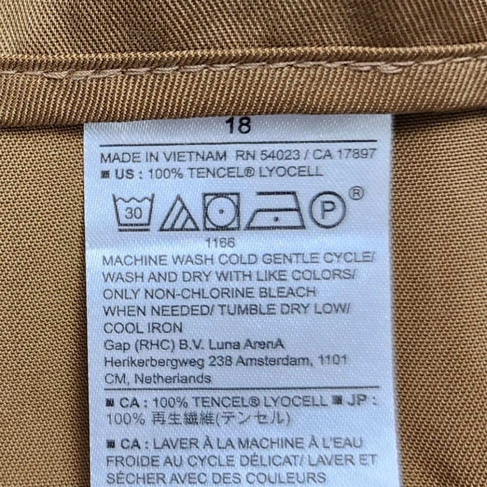 Banana Republic Wide Leg Pants Pleated Trouser Tan Tencel Lyocell Size 18 - Picture 3 of 12